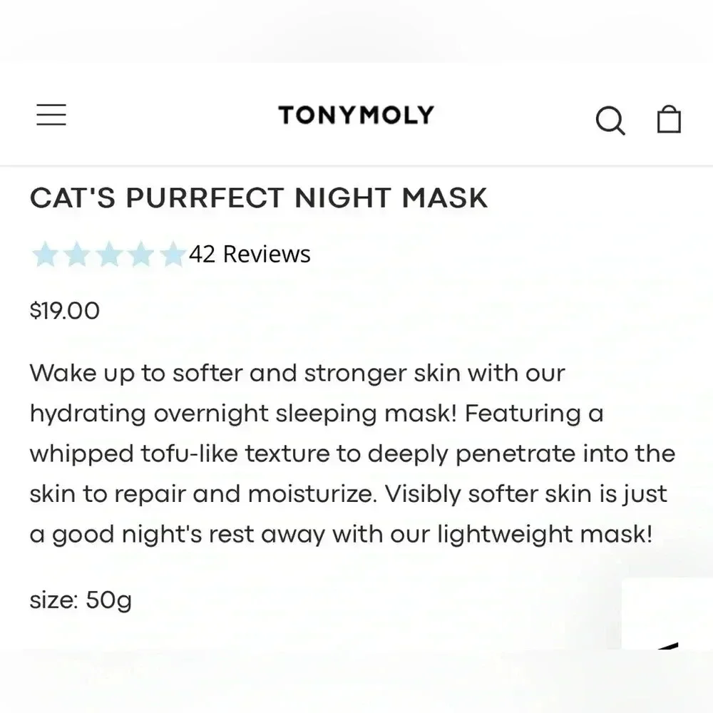 TonyMoly‎ cat’s Purrfect Night Mask